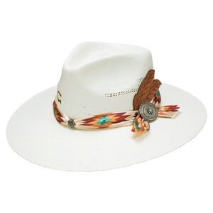 Cream Western Hat with Colorful Band